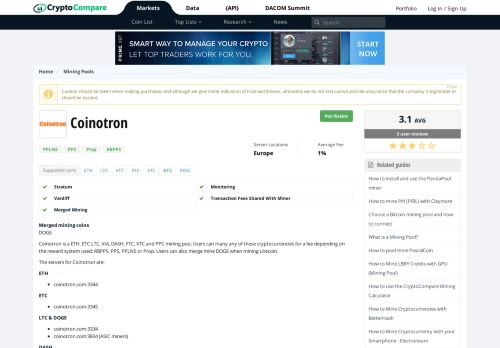 
                            5. Coinotron is a ETH, ETC, LTC, DOGE, VIA, DASH, FTC, VTC and PPC ...