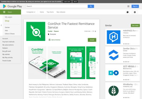 
                            2. CoinShot-The Fastest Remittance Service - Apps on Google Play