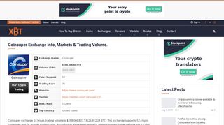 
                            6. Coinsuper Exchange Info, Markets & Trading Volume. - XBT.net