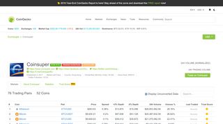 
                            8. Coinsuper Trade Volume, Trade Pairs, and Info | CoinGecko