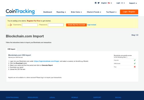 
                            10. CoinTracking · Blockchain.info Import