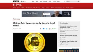 
                            11. CoinyeCoin launches early despite legal threat - BBC News