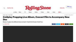 
                            13. Coldplay to Release New Live Album, Concert Film – Rolling Stone