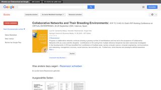 
                            8. Collaborative Networks and Their Breeding Environments: IFIP TC 5 ... - Google Books-Ergebnisseite