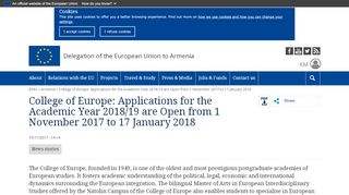 
                            13. College of Europe: Applications for the Academic Year 2018/19 are ...