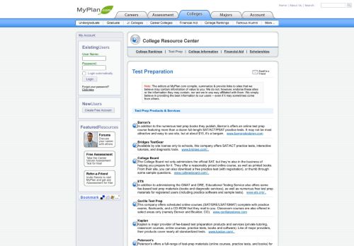
                            10. College Resource Center :: Test Prep - MyPlan.com