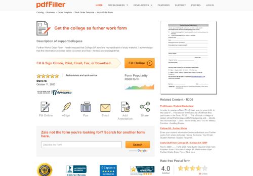 
                            8. College Sa Furher Work Form - Fill Online, Printable, Fillable, Blank ...