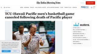 
                            13. College Sports: TCU-Hawaii Pacific men's basketball game canceled ...