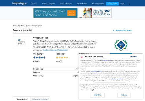 
                            13. CollegeAmerica | Virginia 529 College Savings Plan: Ratings, Tax ...