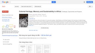 
                            9. Colonial Heritage, Memory and Sustainability in Africa: ... - Kết quả Tìm kiếm Sách của Google