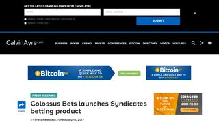 
                            10. Colossus Bets launches Syndicates betting product - CalvinAyre.com
