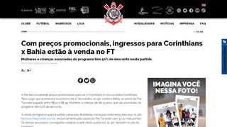 
                            9. Com preços promocionais, ingressos para Corinthians x Bahia estão ...