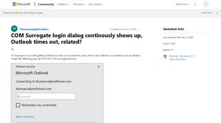 
                            13. COM Surrogate login dialog continously shows up, Outlook times out ...