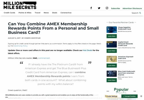 
                            9. Combine AMEX Points | Million Mile Secrets