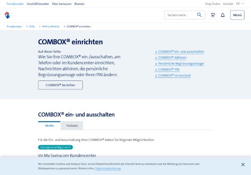 
                            1. COMBOX® einstellen und abhören - Hilfe | Swisscom