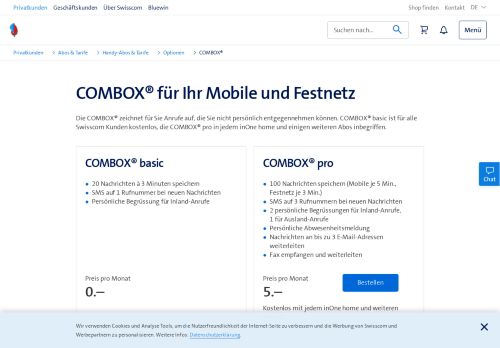 
                            2. COMBOX® für ihr Mobile und Festnetz | Swisscom