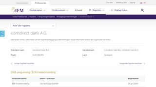 
                            5. comdirect bank A.G. | Register beleggingsondernemingen | AFM ...