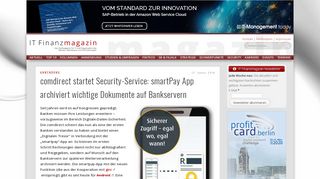 
                            9. comdirect startet Security-Service: smartPay App archiviert wichtige ...