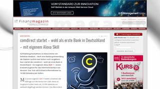 
                            8. comdirect startet – wohl als erste Bank in ... - IT Finanzmagazin