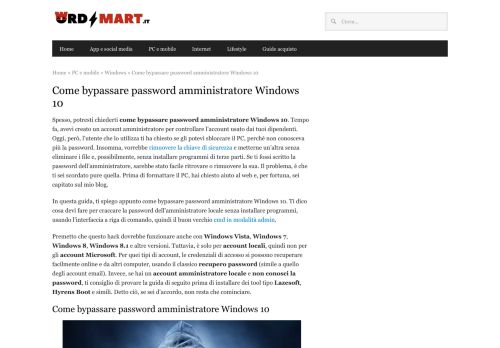 
                            12. Come bypassare password amministratore Windows 10 - WordSmart.it