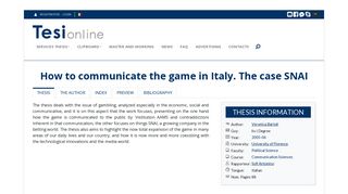 
                            11. Come comunicare il gioco in Italia. Il caso Snai - Tesi di Laurea ...