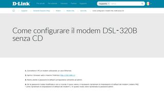 
                            2. Come configurare il modem DSL-320B senza CD | D-Link Italia