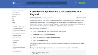 
                            7. Come faccio a pubblicare o nascondere la mia Pagina? | Centro ...