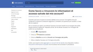 
                            1. Come faccio a rimuovere le informazioni di accesso ... - Facebook