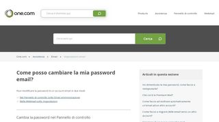 
                            9. Come posso cambiare la mia password email? – Assistenza | One.com