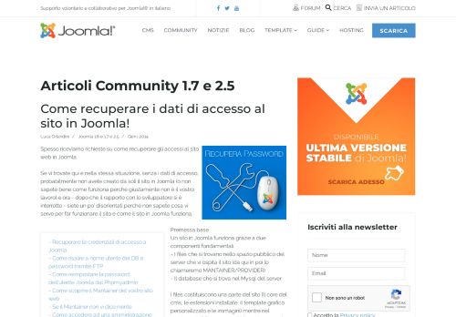 
                            4. Come recuperare i dati di accesso al sito in Joomla! - Joomla.it Sito di ...