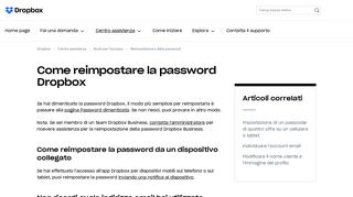 
                            2. Come reimpostare la password Dropbox – Assistenza Dropbox