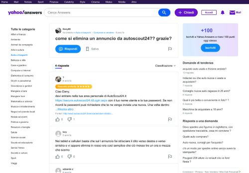 
                            4. come si elimina un annuncio da autoscout24?? grazie? | Yahoo Answers