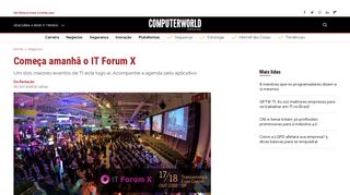 
                            8. Começa amanhã o IT Forum X | Computerworld