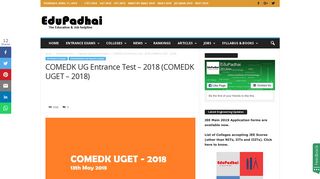 
                            3. COMEDK UG Entrance Test – 2018 (COMEDK UGET – 2018 ...