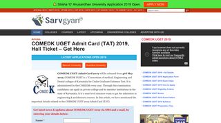 
                            4. COMEDK UGET Admit Card (TAT) 2019, Hall Ticket - Get Here