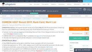 
                            7. COMEDK UGET Result 2019: Check @comedk.org, Rank Card, Merit ...