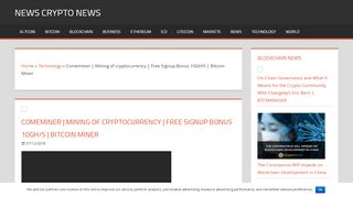 
                            4. Comeminer | Mining of cryptocurrency - NewsCryptoNews.com