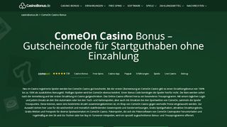 
                            10. ComeOn Casino Bonus » 3 Codes & Gutschein ohne Einzahlung