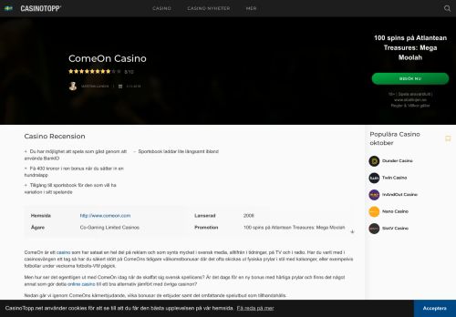 
                            12. ComeOn Casino - CasinoTopp