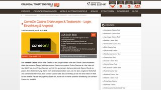 
                            11. ComeOn Casino Erfahrungen & Testbericht - Login, Einzahlung ...