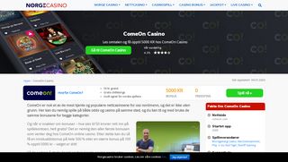 
                            10. ComeOn Casino Norge | Anmeldelse 2019 | 5000 kr i bonus