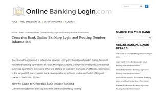
                            12. Comerica Bank Online Banking Login and Routing Number Information