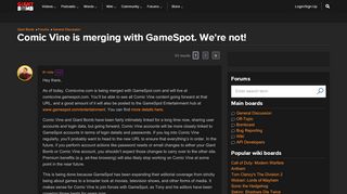 
                            4. Comic Vine is merging with GameSpot. We're not! - General ...