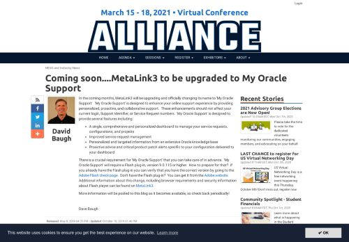 
                            10. Coming soon....MetaLink3 to be upgraded to My Oracle Support