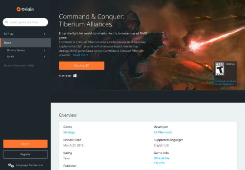 
                            4. Command & Conquer: Tiberium Alliances for PC | Origin