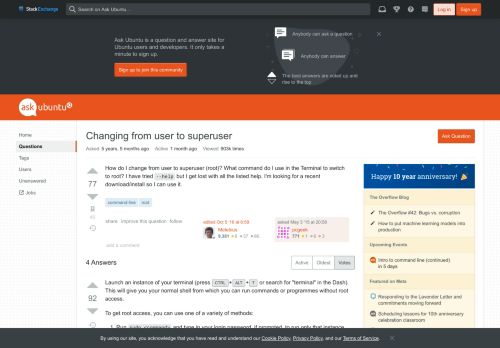 
                            1. command line - Changing from user to superuser - Ask Ubuntu