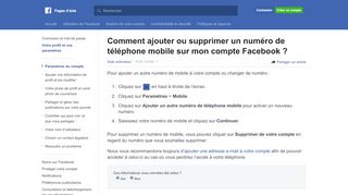 
                            13. Comment ajouter ou supprimer un numéro de téléphone ... - Facebook