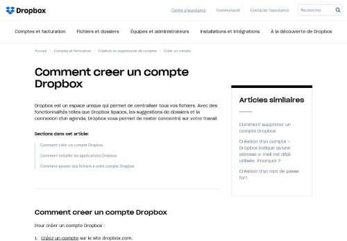 
                            6. Comment créer un compte Dropbox ? - Aide de Dropbox