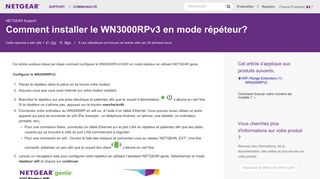 
                            4. Comment installer le WN3000RPv3 en mode répéteur? - Netgear KB
