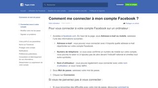 
                            4. Comment puis-je me connecter à mon compte Facebook ? | Pages d ...
